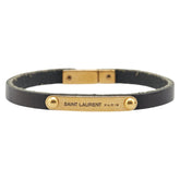 サンローラン ロゴ ブレスレット ブラック レザー レディース SAINT LAURENT 【中古】